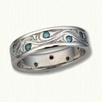 #30: Custom 14KW Wave/Vine Band set with 0.24tcw blue diamonds (12 diamonds). Diamonds add approximately $300-400 to the price of the ring based on finger size and number of stones.