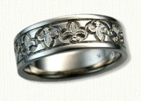 14kt white gold Alternating Fleur-de-lis Band