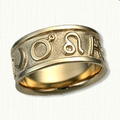 Custom 14kt yellow gold Zodiac Symbol Band - Regular Etch