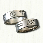 Custom Astrological Wedding Rings Reverse Etch 