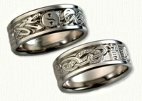 Story Band Wedding Rings in gold and platinum