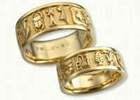 Story Band Wedding Rings in gold and platinum