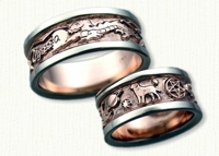Story Band Wedding Rings in gold and platinum