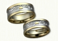 Story Band Wedding Rings in gold and platinum