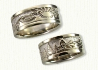 Story Band Wedding Rings in gold and platinum