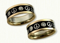 Story Band Wedding Rings in gold and platinum