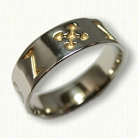 Custom African Reverse Etch wedding band with 4 symbols