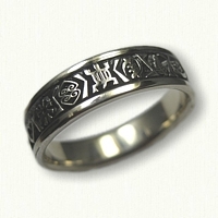 14kt White Gold Custom African Symbols Wedding Band 