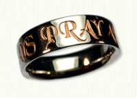 Religious Themed Wedding Rings in gold and platinum