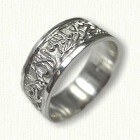 Custom Sterling Silver Arabic Wedding Band - 8.0 mm width 