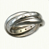 Custom Three Band Diamond Polka Dot Ring set with .25ctw of diamonds