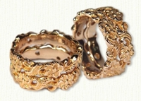 Double sculpted floral wedding ring