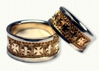 Fleur-de-lis & Crest wedding bands