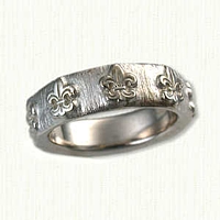 14k White Gold Custom Fleur-de-Lis Band  