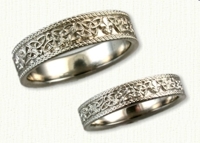 Custom Platinum Triangle Knot and Fleur-de-lis Wedding Band Set 