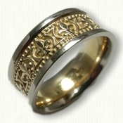 14kt Two Tone Fleur-de-lis Wedding Band 