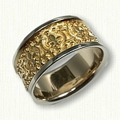 14kt Two Tone Fleur-de-lis Wedding Band - 10 mm wide 