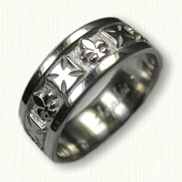 Sterling Silver Maltese Cross and Fleur-de-lis Wedding Band