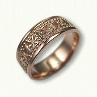 14kt Rose Gold Fleur-de-lis Wedding Band - regular etch