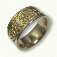 14kt Yellow Gold Fleur-de-lis & Cornice Wedding Band