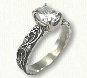 #75:Custom 14kt white gold/black ruthinium Ivy Engagement Ring set with Customers Oval Diamond