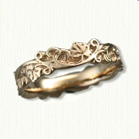 #35:14kt Yellow Gold Sculpted Ivy Knot Band