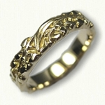 #78:14kt Yellow Gold Floral Lily of the Valley Wedding Band - sculpted 