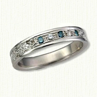 #61:Custom Ivy Wedding Band with Colored Diamonds  