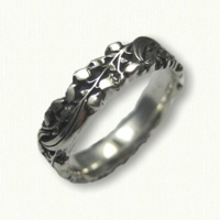 #77:Sterling Silver Lily of the Valley Wedding Band - sculpted edges-antiqued finish 