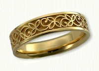 #53: 18kt Yellow Gold Trileaf Wedding Band 