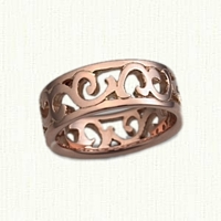 #63:14kt Rose Gold Pierced Walden Vine Wedding Band  