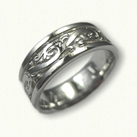14kt White Gold Intricate Florentine Knot Wedding Band  