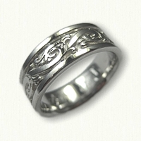 14kt White Gold Florentine scroll Knot Wedding Band