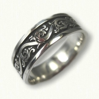 Sterling Silver Florentine Scroll Band with Black Antiquing