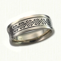 Custom Geometric Patterned Wedding Band - Raised Rails