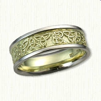 14kt Green Gold and Platinum Custom Initial and Triangle Knot Wedding Band  