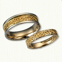 14kt Custom Knot And Initial Band ( KB ) Wedding Band Set