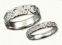 14kt White Gold Custom JS and Culmora Heart Band Wedding Bands- NO RAILS