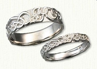 14kt White Gold Custom JS and Culmora Heart Band Wedding Bands- NO RAILS