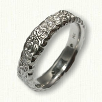 14kt White Gold Custom Initial Band - Sculpted with Diamonds