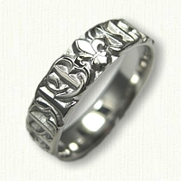 14kt White Gold Fleur de Lis with Initials Wedding Band 