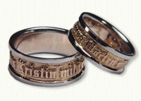 Latin Posey Wedding Rings in 14kt two tone gold - regular etch