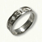 14kt White Gold Custom Hebrew Wedding Band