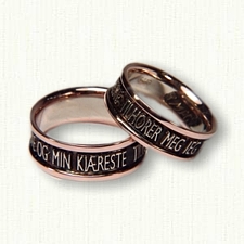 14kt Rose Gold Norwegian Wedding Band Set with Black Antiquing