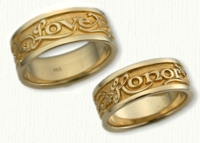 Latin Posey Wedding Rings in 14kt two tone gold - regular etch