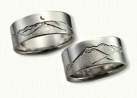Mountain Range Wedding Rings in gold and platinum