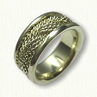 14kt Green Gold Nautical Turkshead Wedding Band with Sleeve 