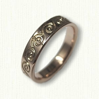 14kt Rose Gold Custom Etched Celtic Wave Wedding Band