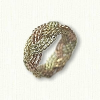 14kt Tri Color Gold Hand Braided Turkshead Wedding Band 