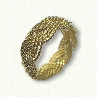 18kt yellow gold custom hand braided turkshead band - 9 strands -8 mm width